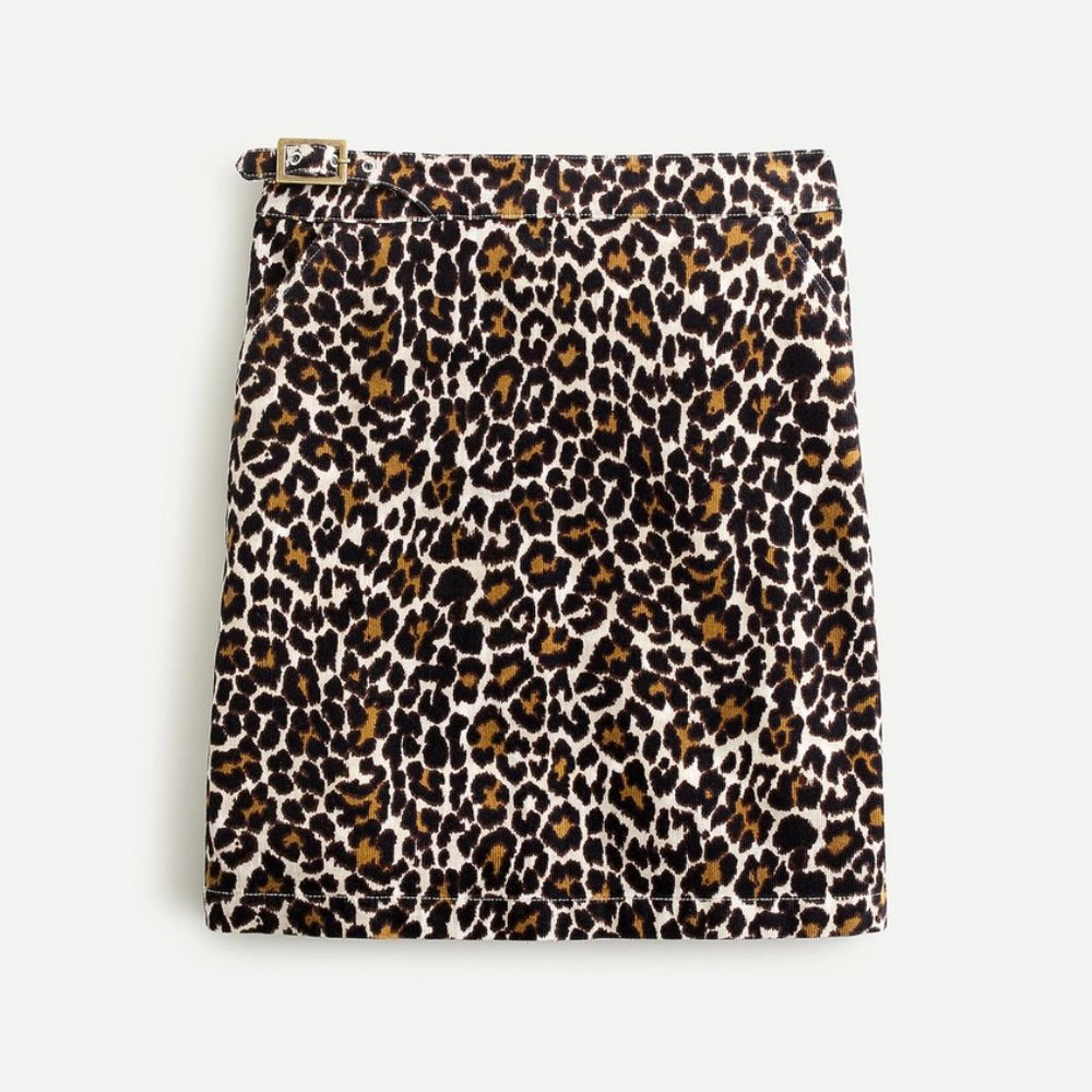 J.Crew Leopard Print Corduroy Buckle Mini Skirt - Picture 4 of 12